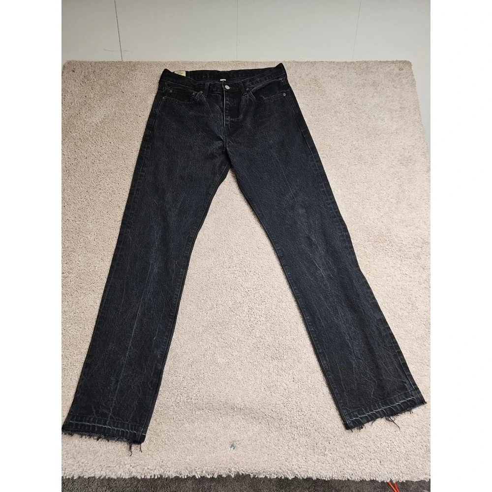 J.Crew 1040 Straight Fit Japanese Kaihara Denim Jeans Black 32x34 (31.5)